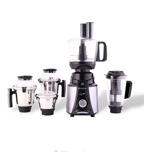 Galaxy Food Processor 750W Mixer Grinder, 100% Copper Motor, 4 Jars, Black & Grey, 5 Year on Motor and 2 Years Overall Warranty